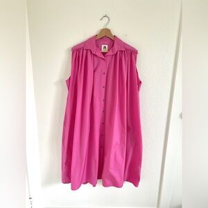 AISH bright pink sleeveless oversized shirt dress / size M/L